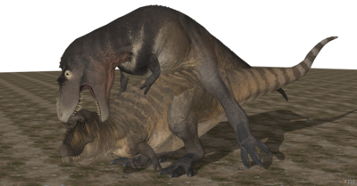 Albertosaurus Mating 1
art by dovahsaurpaleoknight
Keywords: dinosaur;theropod;albertosaurus;male;female;feral;M/F;from_behind;suggestive;cgi;dovahsaurpaleoknight