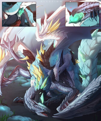 Aalstrax's Nest
art by alegrimm
Keywords: videogame;monster_hunter;valstrax;dragon;male;feral;M/M;penis;from_behind;anal;oral;closeup;spooge;alegrimm