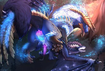 Zinogre's Prey
art by alegrimm
Keywords: videogame;monster_hunter;dragon;wyvern;zinogre;male;feral;M/M;penis;from_behind;anal;ejaculation;spooge;alegrimm