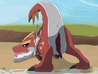 Tyrantrum
art by alsoflick
Keywords: anime;pokemon;dinosaur;theropod;tyrannosaurus_rex;trex;tyrantrum;male;anthro;solo;penis;alsoflick