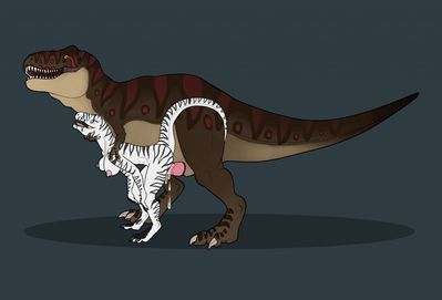 Amora x Feral Rex
art by altairxxx
Keywords: dinosaur;theropod;tyrannosaurus_rex;trex;male;feral;female;anthro;breasts;M/F;penis;from_behind;vaginal_penetration;spooge;altairxxx