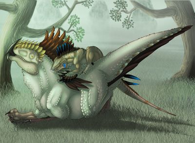 Dragon and Utahraptor Mating
art by altairxxx
Keywords: dragoness;dinosaur;theropod;raptor;utahraptor;male;female;feral;M/F;from_behind;suggestive;altairxxx