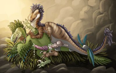 Hryssar x Iri
art by altairxxx
Keywords: dinosaur;theropod;raptor;deinonychus;male;feral;M/M;penis;spoons;anal;altairxxx