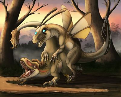 Riding a Raptor
art by altairxxx
Keywords: dinosaur;theropod;raptor;hybrid;male;female;feral;M/F;from_behind;suggestive;altairxxx