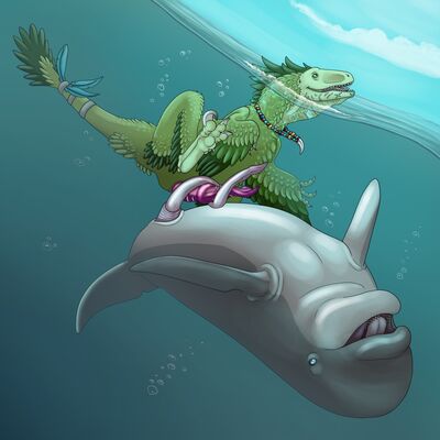 Raptor on Dolphin
art by AltairXXX
Keywords: dinosaur;theropod;raptor;cetacean;dolphin;male;feral;M/M;penis;missionary;masturbation;AltairXXX