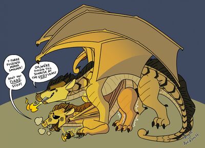 Thorn and Smolder (Wings_of_Fire).gif
art by AlyxAndStuff
Keywords: wings_of_fire;sandwing;smolder;thorn;dragon;dragoness;male;female;feral;M/F;penis;from_behind;suggestive;AlyxAndStuff