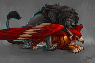 Lion and Gryphon
art by anchee
Keywords: gryphon;furry;feline;lion;male;feral;M/M;from_behind;anal;spooge;anchee