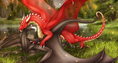 Dragons Mating
art by andr0meda
Keywords: dragon;dragoness;male;female;feral;M/F;penis;from_behind;suggestive;andr0meda