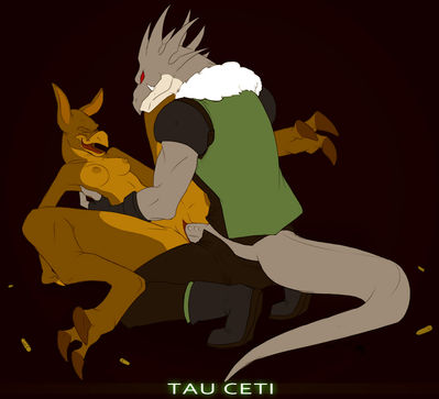 Stith Mounted
art by tau_ceti
Keywords: cartoon;titan_ae;outlaw_star;dragon;mantrin;stith;male;female;anthro;breasts;M/F;penis;missionary;vaginal_penetration;tau_ceti