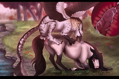 Claiming Dominion
art by angellsview3
Keywords: gryphon;furry;equine;horse;male;female;feral;M/F;penis;from_behind;vaginal_penetration;internal;spooge;angellsview3