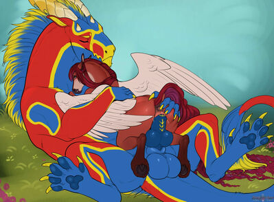 Felkin Ride
art by angellsview3
Keywords: dragon;felkin;furry;equine;horse;hybrid;male;female;feral;M/F;penis;cowgirl;vaginal_penetration;angellsview3