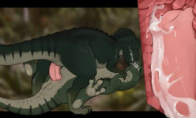 Tyrannosaurs Mating
art by angellsview3
Keywords: dinosaur;theropod;tyrannosaurus_rex;trex;male;female;feral;M/F;penis;cowgirl;cloacal_penetration;internal;ejaculation;spooge;angellsview3