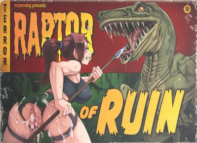 Raptor of Ruin (1/7)
art by animopron and mrpenning
Keywords: comic;beast;dinosaur;theropod;raptor;male;feral;human;woman;female;M/F;solo;vagina;suggestive;spooge;animopron;mrpenning