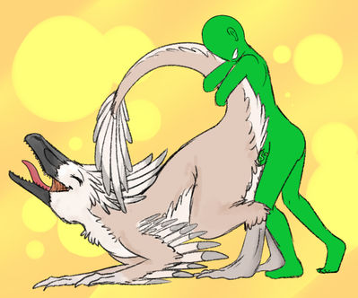 Anon and Sophie Having Sex
unknown artist
Keywords: beast;dinosaur;theropod;raptor;deinonychus;female;feral;human;man;male;M/F;penis;from_behind;spooge