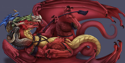 Tiamat (DnD)
art by anora_drakon
Keywords: dungeons_and_dragons;tiamat;dragoness;hydra;female;feral;solo;vagina;bondage;anora_drakon