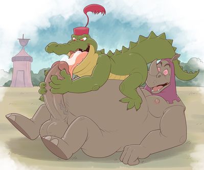 Captain Crocodile and Rhino Guard
art by anti_dev
Keywords: cartoon;disney;robin_hood;crocodilian;crocodile;furry;rhinoceros;captain_crocodile;rhino_guard;male;anthro;M/M;penis;69;oral;spooge;anti_dev