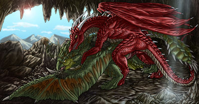 Mnementh and Rathian Having Sex
art by antihuman
Keywords: videogame;monster_hunter;dragon;dragoness;wyvern;rathian;male;female;feral;M/F;penis;from_behind;vaginal_penetration;antihuman