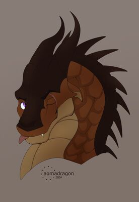 Mudwing Wink (Wings_of_Fire)
art by aomamesbeast
Keywords: wings_of_fire;mudwing;dragon;feral;solo;non-adult;aomamesbeast