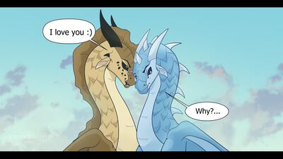 Qibli and Winter (Wings_of_Fire)
art by aomamesbeast
Keywords: wings_of_fire;sandwing;icewing;qibli;winter;dragon;male;feral;M/M;non-adult;romance;aomamesbeast