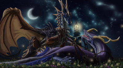 Dragons Having Sex
art by apelairplane
Keywords: dragon;dragoness;wyvern;male;female;feral;M/F;bondage;from_behind;suggestive;apelairplane