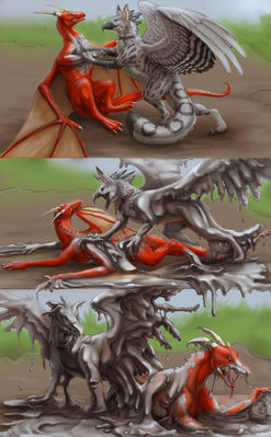 Dissolved Dragon
art by apoptosis
Keywords: comic;dragon;gryphon;feral;male;M/M;goo;apoptosis