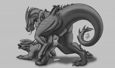 Mounted Up
art by aralia_fireclaw
Keywords: dinosaur;theropod;raptor;feral;dragoness;hybrid;female;anthro;breasts;M/F;penis;from_behind;vaginal_penetration;spooge;aralia_fireclaw