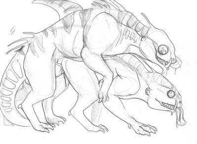 Varrens Mating
art by arania
Keywords: videogame;mass_effect;varren;male;female;feral;M/F;transformation;penis;from_behind;vaginal_penetration;spooge;arania