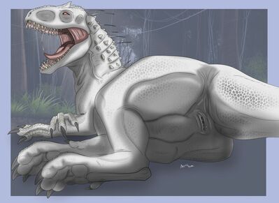 Indominus_Rex Pinup
art by arcticdunx
Keywords: jurassic_world;dinosaur;theropod;raptor;hybrid;indominus_rex;female;feral;solo;cloaca;spooge;arcticdunx