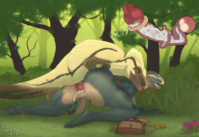 Life Found a Way
art by herpydragon
Keywords: videogame;skyrim;argonian;female;anthro;dinosaur;theropod;raptor;male;feral;M/F;penis;from_behind;vaginal_penetration;internal;ejaculation;spooge;herpydragon