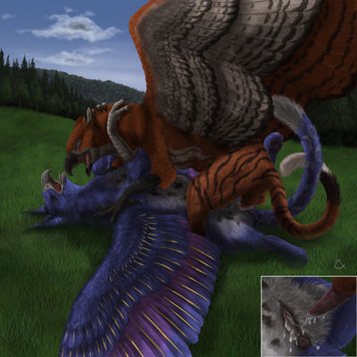 Gryphons Making Love
art by arorcinus
Keywords: gryphon;male;female;feral;M/F;penis;vagina;vaginal_penetration;spooge;arorcinus