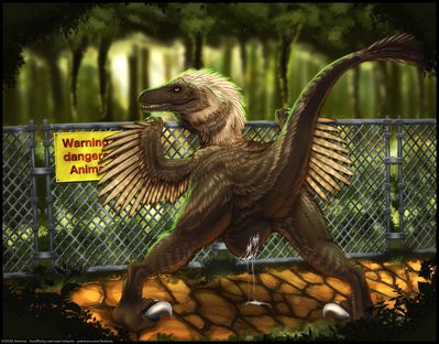 A Walk in the Park
art by artonis
Keywords: dinosaur;theropod;raptor;female;feral;solo;vagina;spooge;presenting;artonis