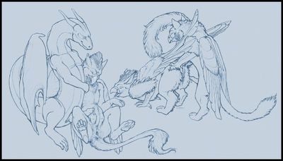 Gryphon Fun
art by artonis
Keywords: dragon;gryphon;male;female;feral;M/F;orgy;penis;from_behind;suggestive;artonis