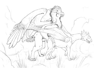 Gryphon Mating With A Dragon
art by artonis
Keywords: dragon;gryphon;feral;male;M/M;penis;anal;from_behind;artonis