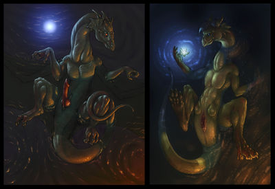 Male and Female Dragons
art by artonis
Keywords: dragon;dragoness;male;female;feral;solo;penis;vagina;artonis