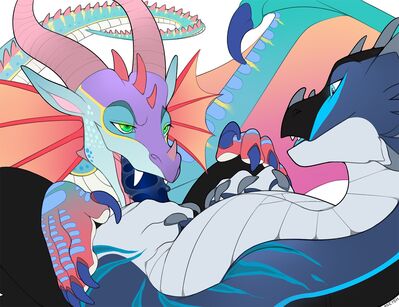 Glory Oral Pleasuring (Wings_of_Fire)
art by aseysh
Keywords: wings_of_fire;rainwing;glory;dragon;dragoness;male;female;feral;M/F;penis;oral;spooge;closeup;aseysh
