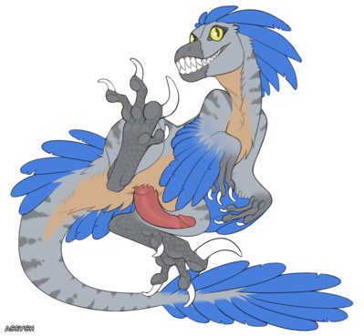 Krkthal
art by aseysh
character by RaptorBlue010
Keywords: dinosaur;theropod;raptor;male;feral;solo;penis;aseysh;RaptorBlue010