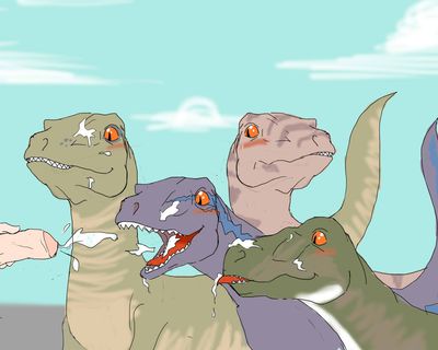 Raptor Pack
art by ashi
Keywords: beast;jurassic_world;dinosaur;theropod;raptor;deinonychus;blue;charlie;delta;echo;female;feral;human;man;male;M/F;orgy;masturbation;ejaculation;orgasm;spooge;facial;ashi