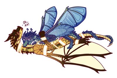 First of Many Bites - Blue and Cricket (Wings_of_Fire)
art by astralauriga
Keywords: wings_of_fire;silkwing;hivewing;blue;cricket;dragon;dragoness;male;female;feral;M/F;penis;bondage;missionary;vaginal_penetration;spooge;astralauriga