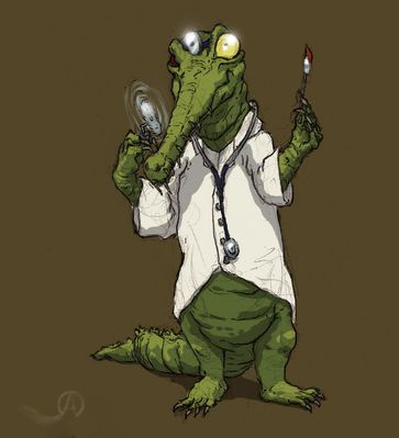Need a Haircut or Surgery?
art by athrial
Keywords: crocodilian;crocodile;male;anthro;solo;humor;non-adult;athrial