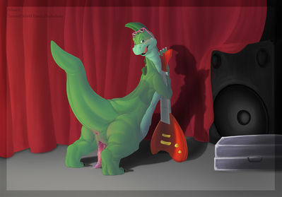 Denver the Sexy Dinosaur
art by athus
Keywords: cartoon;denver_the_last_dinosaur;dinosaur;theropod;male;anthro;solo;penis;spooge;athus