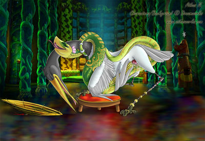 Crane and Viper Mating (color)
art by athus
Keywords: cartoon;kung_fu_panda;snake;viper;master_viper;avian;bird;crane;master_crane;male;female;anthro;M/F;penis;from_behind;cloacal_penetration;spooge;athus