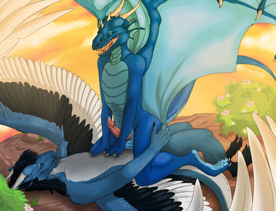 Blue Sunset
art by azulalapis
Keywords: dragon;anthro;male;M/M;penis;anal;cowgirl;spooge;azulalapis