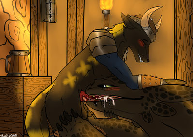 Behind Closed Doors
art by backlash91
Keywords: how_to_train_your_dragon;httyd;night_fury;toothless;dragon;feral;furry;canine;anthro;male;M/M;penis;oral;spooge;backlash91