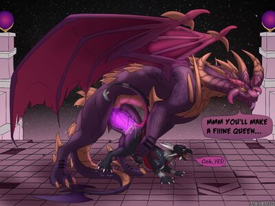 A Fine Queen
art by backlash91
Keywords: videogame;spyro_the_dragon;cynder;malefor;dragon;dragoness;male;female;feral;M/F;penis;from_behind;vaginal_penetration;macro;spooge;backlash91