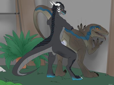 Raptor Paddock Mating
art by backlash91
Keywords: jurassic_world;dragon;dinosaur;theropod;raptor;deinonychus;blue;male;female;anthro;feral;M/F;penis;from_behind;vaginal_penetration;spooge;backlash91