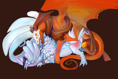 Coatl and Mirror Dragons Mating
art by baneful
Keywords: flight_rising;dragon;dragoness;coatl_dragon;mirror_dragon;male;female;feral;M/F;penis;from_behind;vaginal_penetration;baneful