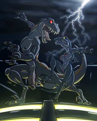 Blue versus Indoraptor
art by bassywolfeh
Keywords: jurassic_world;dinosaur;theropod;raptor;deinonychus;indoraptor;male;female;anthro;breasts;M/F;penis;vagina;suggestive;bassywolfeh