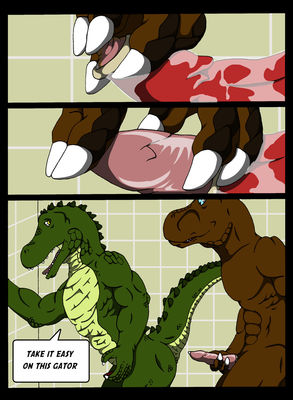Buddy Buddy 14
art by nx-3000
Keywords: comic;dinosaur;theropod;raptor;crocodilian;alligator;male;anthro;M/M;penis;from_behind;closeup;shower;nx-3000