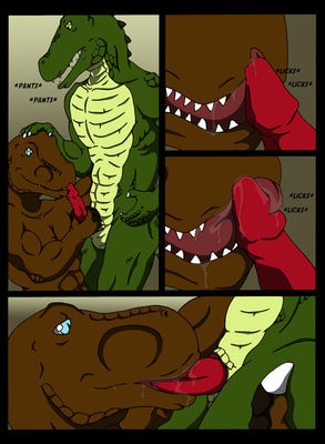 Buddy Buddy 9
art by nx-3000
Keywords: comic;dinosaur;theropod;raptor;crocodilian;alligator;male;anthro;M/M;penis;oral;closeup;spooge;nx-3000