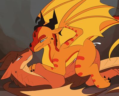 Peril Riding Clay (Wings_of_Fire)
art by beardie
Keywords: wings_of_fire;mudwing;skywing;clay;peril;dragon;dragoness;male;female;feral;M/F;penis;cowgirl;suggestive;spooge;beardie